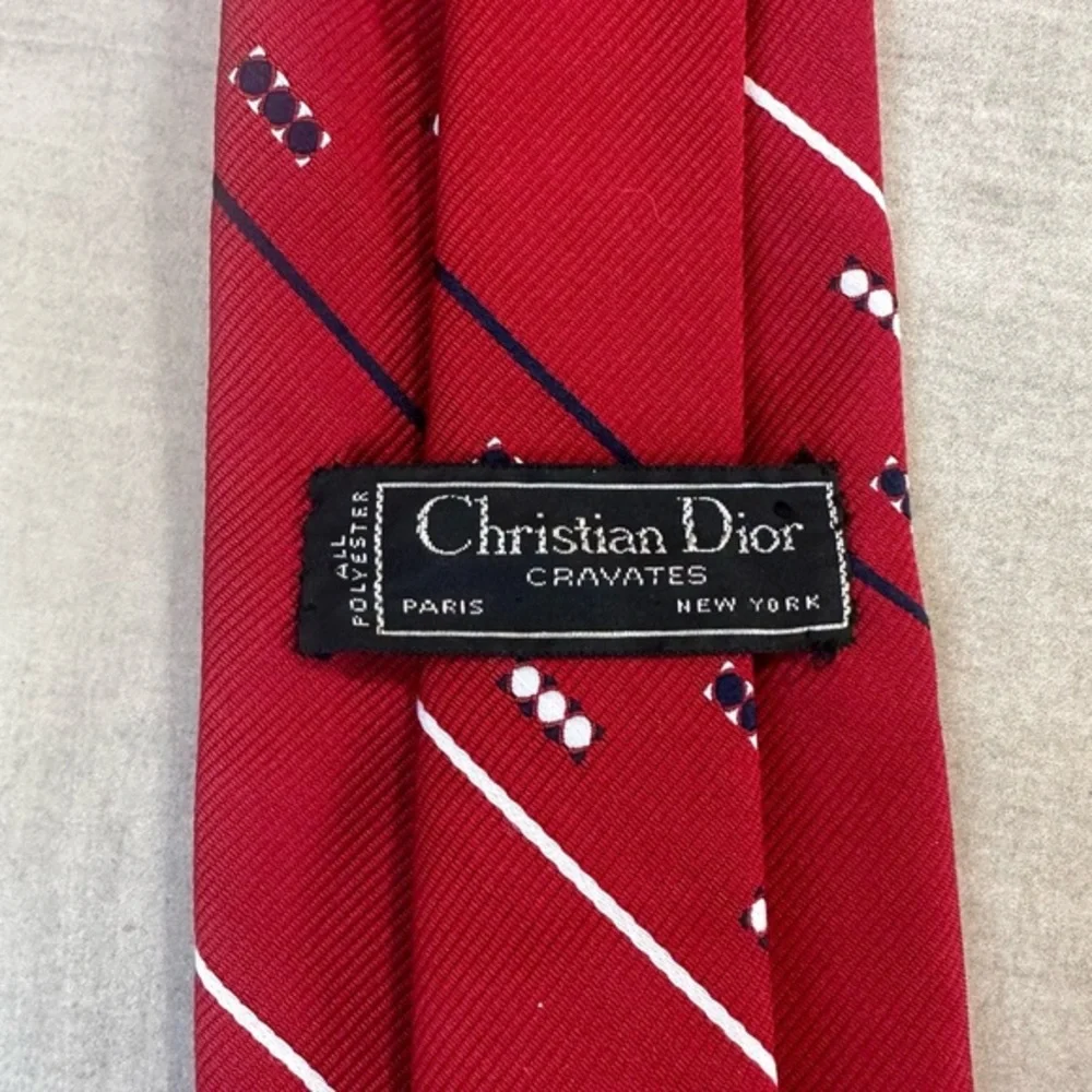 DIOR Vintage Polyester Red & Black Tie